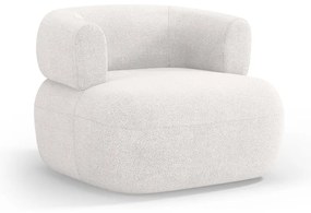 Fotoliu alb cu tapițerie din stofă bouclé Jenny – Micadoni Home