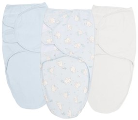 Set 3 sisteme de infasat reglabil din bumbac 0-3 luni Kidizi Elefun Blue, 100% bumbac, 0.5 tog