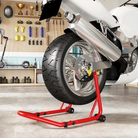 HOMCOM Stand pentru motociclete cu capacitate de 544 kg, cu furci reglabile și roți, Roșu | Aosom Romania