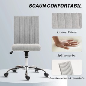 HOMCOM Scaun Birou Rotativ Fără Cotiere Înălțime Reglabilă Țesătură Gri | Aosom Romania