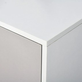 HOMCOM Bufet, mobilier de depozitare cu 3 uși și 3 compartimente deschise, picioare din lemn de pin, 96x30x75cm, alb și gri | Aosom Romania