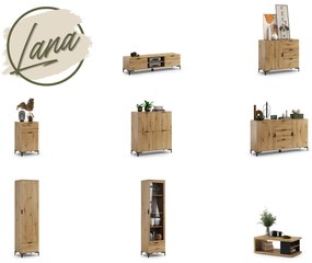 Mazzoni Comodă LANA 02 Stejar Artisan - DULAP VERTICAL CU 4 UȘI