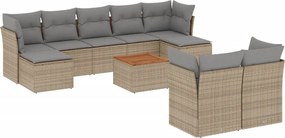 vidaXL Set canapele de grădină cu perne, 10 piese, bej, poliratan