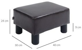 HOMCOM Taburet Otoman din Piele Artificială, Dreptunghiular, pentru Living, 40x30x24cm | Aosom Romania