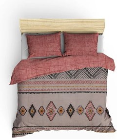 Lenjerie de pat dubla, 4 piese, 200x220 cm, 100% bumbac ranforce, Cotton Box, Felix, rosu caramiziu