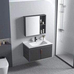 Set mobilier de baie cu lavoar Astor 60cm Grey