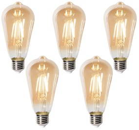 Set 5 becuri E27 dimbare LED lamp ST64 goud 5W 450 lm 2700K