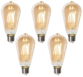 Set de 5 becuri LED E27 dimabile ST64 aurii 5W 450 lm 2700K