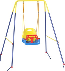 AIYAPLAY Leagăn pentru bebeluși 3-în-1, leagăn reglabil, scaun cu spătar, centură, 128 x 155 x 157 cm, Albastru | Aosom Romania