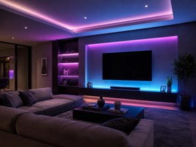 Bandă LED Flash GTV pentru mobilier, lumină RGBW, 60 LED m, 320 lm m, 16 W m, 12V, IP20, 5 m Multicolor, 12 V, LED Flash, 16 W/m, 320 lm/m, 10 mm