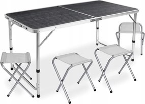Masă de camping pliabilă cu scaune - set pentru drumeții pentru 4 persoane Gri