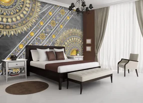 Fototapet - Mandala în argint - în diagonala (152,5x104 cm), în 8 de alte dimensiuni noi