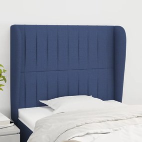 3118190 vidaXL Tăblie de pat cu aripioare, albastru, 103x23x118/128 cm, textil