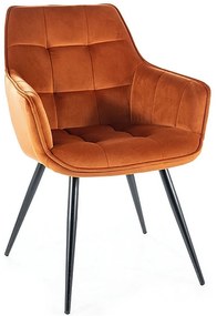 Scaun de bucaterie Lilia Velvet, portocaliu/negru