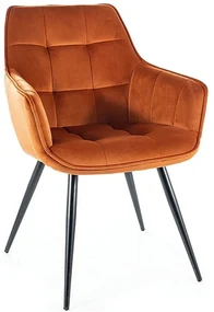Scaun de bucaterie Lilia Velvet, portocaliu/negru