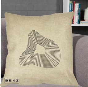 Perna Decorativa Abstract Linii Organice, 40x40 cm, Crem, Husa Detasabila, Perna Inclusa, BEKZ®