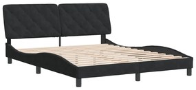 3207931 vidaXL Cadru de pat cu tăblie, negru, 160x200 cm, catifea