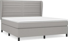 vidaXL Pat continental cu saltea, gri deschis, 160x200 cm, textil