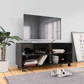Comoda TV cu rotile, negru extralucios, 90x35x35, PAL 1, negru foarte lucios