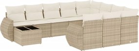 vidaXL Set canapele de grădină cu perne, 11 piese, bej, poliratan
