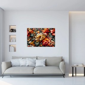 Tablou - Flori portocalii și roșii (90x60 cm)