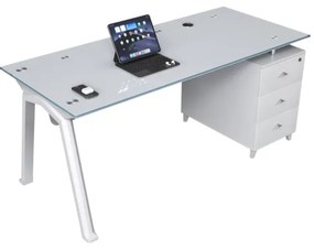 Masă birou cu blat din sticla si dulap lateral fix ,design modern și elegant ,calitate premium , dimensiuni 1200*600*750
