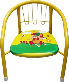 Scaun metalic pentru copii Novokids™ Little chair , Sezut moale cu sunete, Pentru interior si exterior, Dimensiuni 36x36x34 cm , Galben