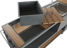 Set bucătărie de exterior din aluminiu și lemn compozit, 236 x 50 x 91 cm, „Isla Outdoor Kitchen Set"