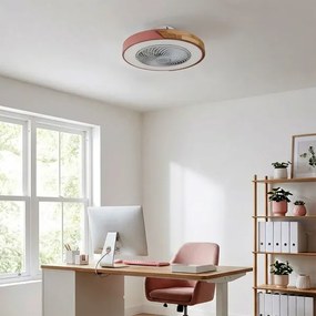 Brilagi - Corp de iluminat LED dimabil cu ventilator LED/38W/230V 50 cm roz/stejar + telecomandă