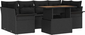 vidaXL Set de canapele pentru grădină 7 pcs Negru Rattan poli