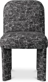 Scaun dining tapitat LUX Magnus, Solent alb cu negru