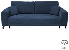 Canapea VEGA extensibila, 3 locuri, cu arcuri si lada depozitare, albastru, 237x110x73 cm