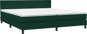vidaXL Pat box spring cu saltea, verde închis, 180x220 cm, catifea