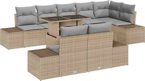 vidaXL Set de canapele pentru grădină 9 pcs Bej Rattan poli