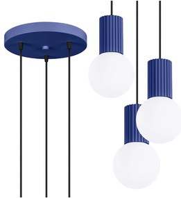 Lustră albastru-închis cu abajur din sticlă ø 25 cm Orbital – Sollux