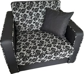 Fotoliu SAMY NEXT extensibil, cu lada de depozitare, stofa gri cu negru , cadru metalic, 103x100x92 Stofa, Gri + Negru