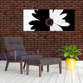 Tablou - Floare, alb- negru (120x50 cm)