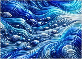 Tablou – Pești în valuri (70x50 cm)
