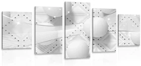 Tablou 5-piese lux alb în design alb-negru