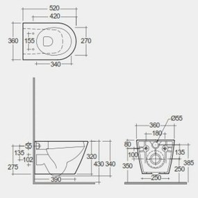 Vas wc suspendat rimless cappuccino mat, RAK Feeling Cappuccino