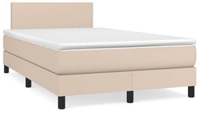 3140998 vidaXL Pat box spring cu saltea, cappuccino, 120x200cm piele ecologică