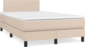 vidaXL Pat box spring cu saltea, cappuccino, 120x200cm piele ecologică