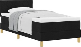 vidaXL Pat cu arcuri cu saltea cu headboard Negru 90 x 200 cm țesătură
