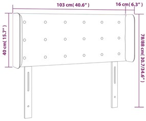 Tablie de pat cu LED, crem, 103x16x78 88 cm, textil 1, Crem, 103 x 16 x 78 88 cm