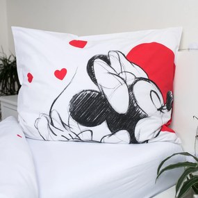Lenjerie de pat din bumbac pentru copii MICKEY & MINNIE LOVE alb Dimensiune lenjerie de pat: 70 x 90 cm | 140 x 200 cm
