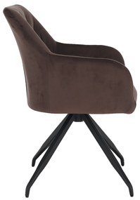 Scaun pivotant, ţesătură de catifea maro/ negru, VELEZA