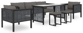vidaXL Set mobilier de grădină cu perne, 8 piese, antracit, poliratan