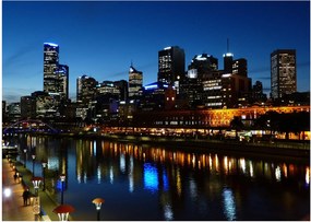 Tablou pe sticlă cu noaptea în Melbourne (70x50 cm)