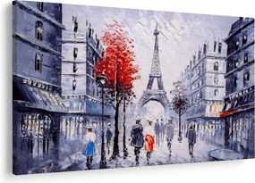Tablou - Străzi din Paris, pictură în ulei (90x60 cm)
