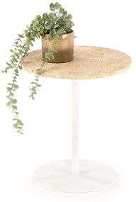 Masa de cafea Traverso S travertin/alb ø35/h56 cm